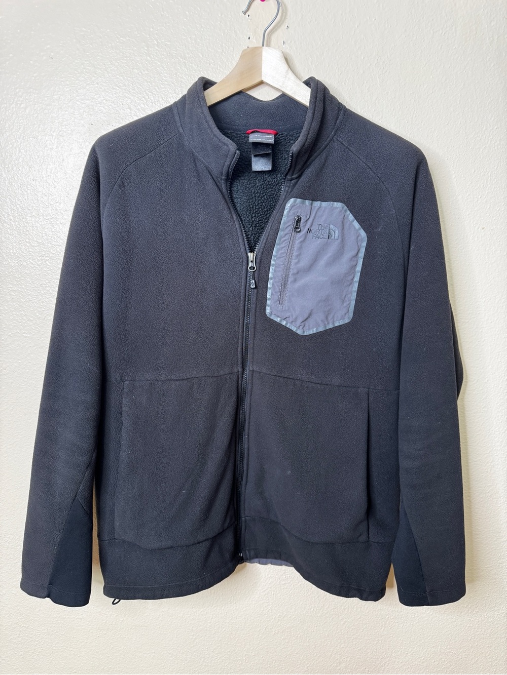 The North Face Full Zip Fleece Jacket XL Black Full Zip Chest Pocket Outdoor